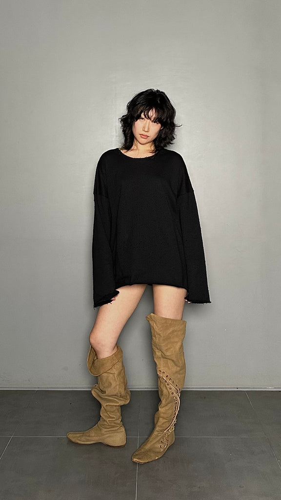 FW25 AMU Unisex. Textured Round-neck Tee (Reversible) #MELANGE