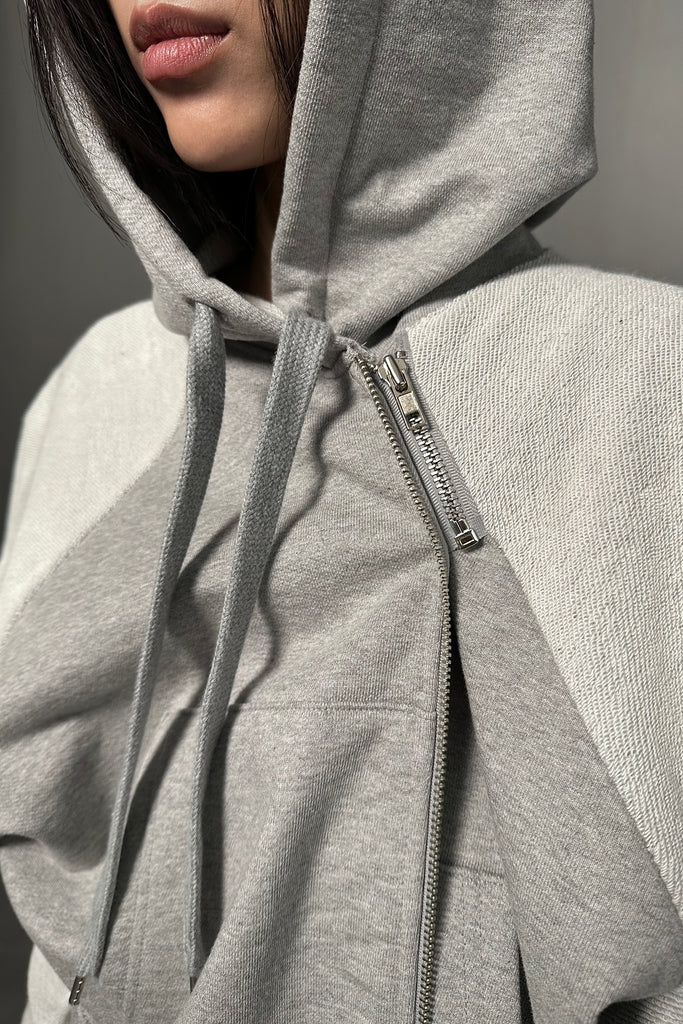 FW24 UNISEX AMU OVERSIZED ZIP HOODIE JACKET #GRAY