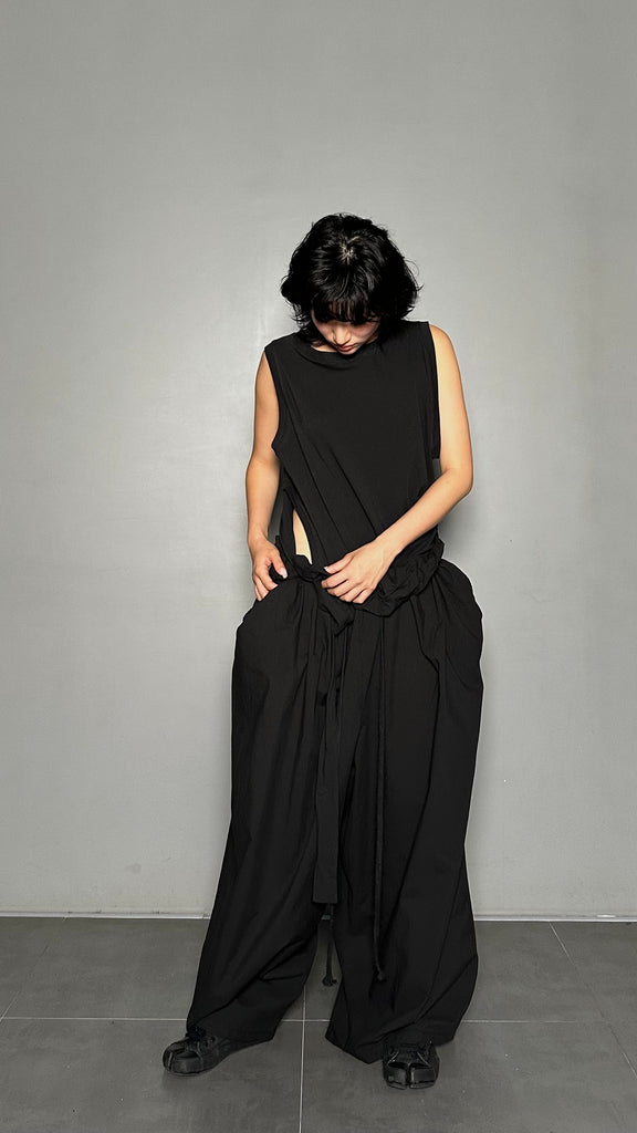 SS25 AMU Unisex. Light & Airy Oversized Trousers #BLACK