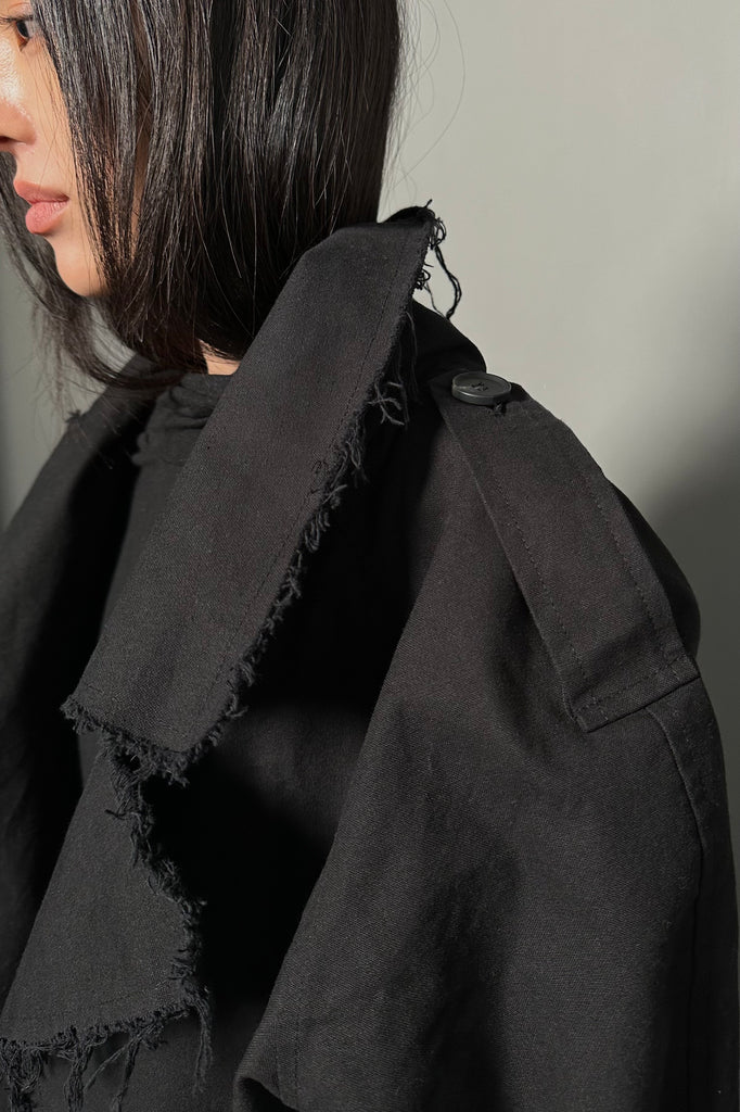 FW24 UNISEX AMU OVERSIZED LONG TRENCH COAT #BLACK