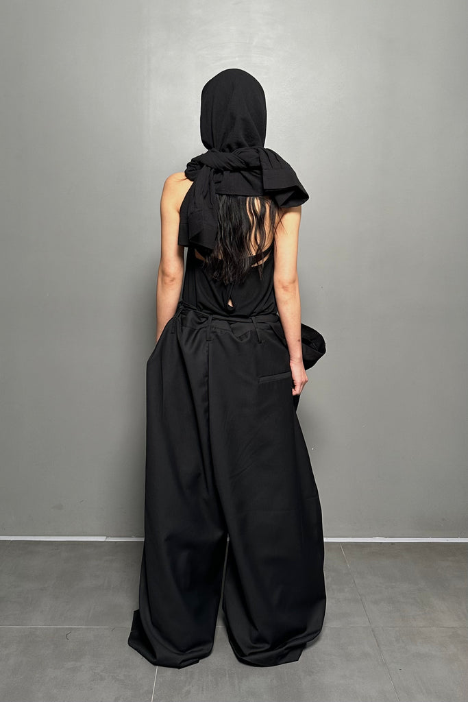 SS24 UNISEX AMU EMPHASIZED OVERSIZED TROUSERS #BLACK