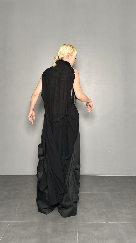 SS25 AMU Unisex Buckle Long Shirt #BLACK