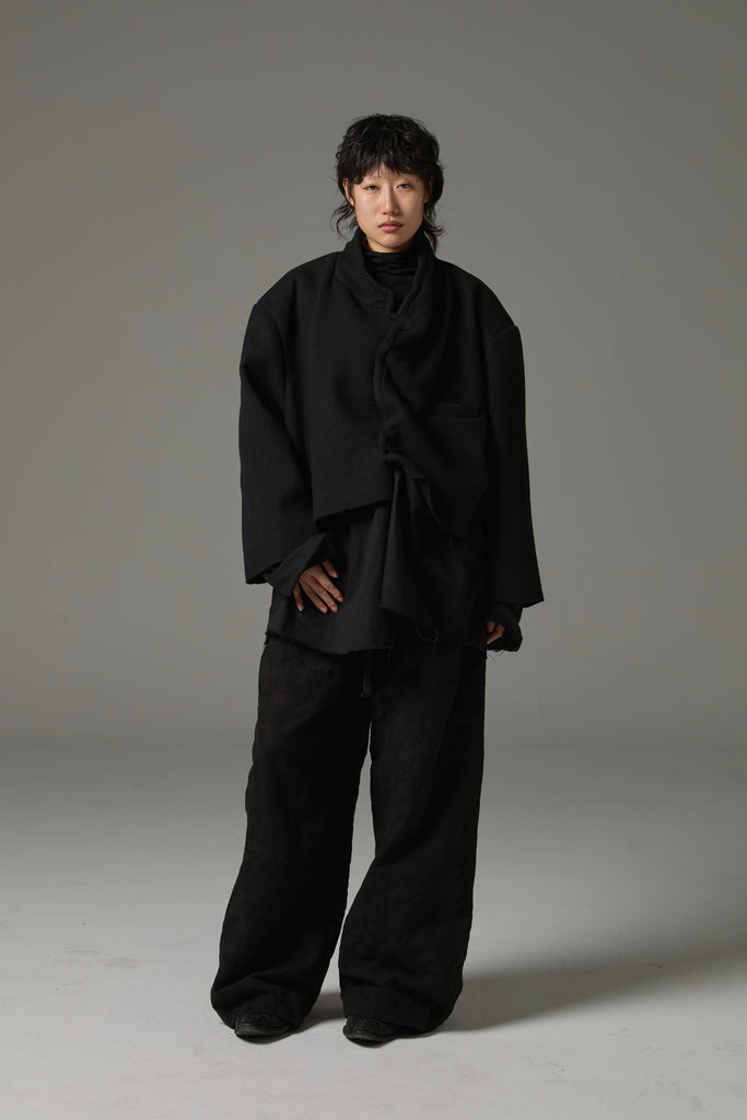 FW25 AMU UNISEX. Washed Oversized Wool Blazer #BLACK