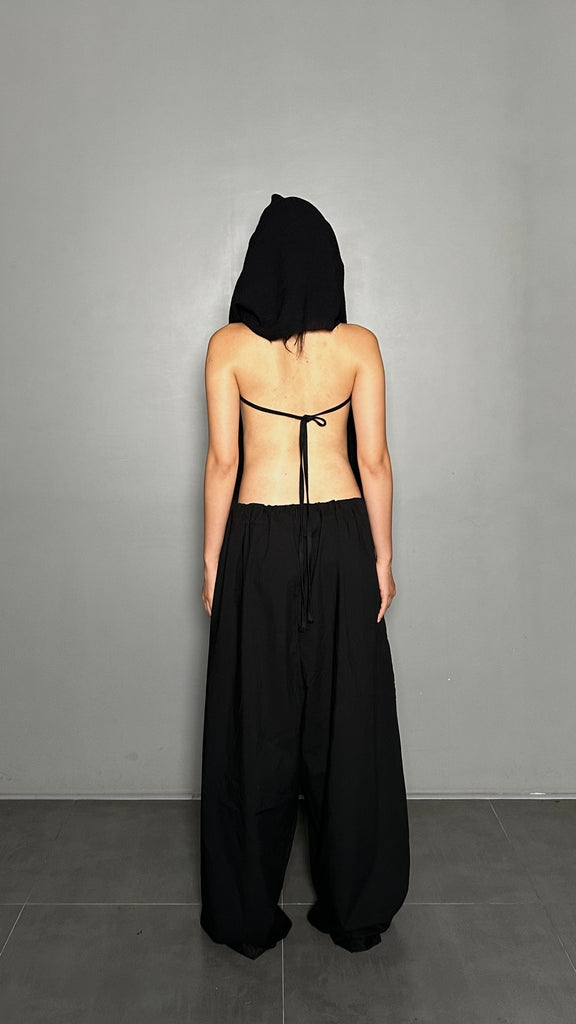 SS25 AMU Unisex. Versatile Scarf-Tie Top #BLACK
