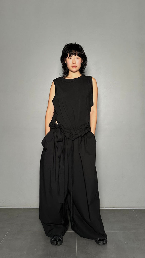 SS25 AMU Unisex. Light & Airy Oversized Trousers #BLACK