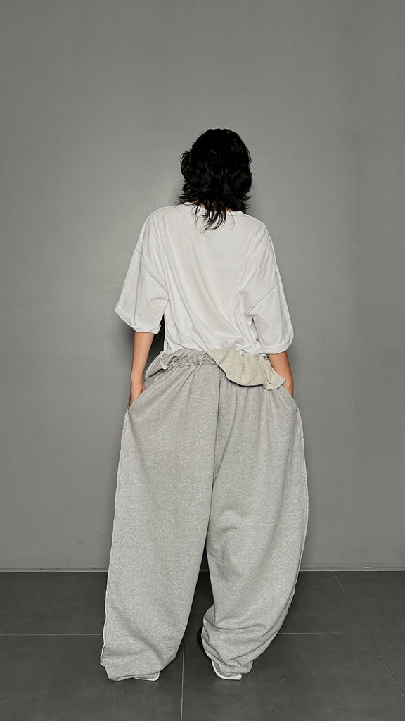 SS25 AMU Unisex. Mega Oversized Cut-Out Sweatpants #GRAY