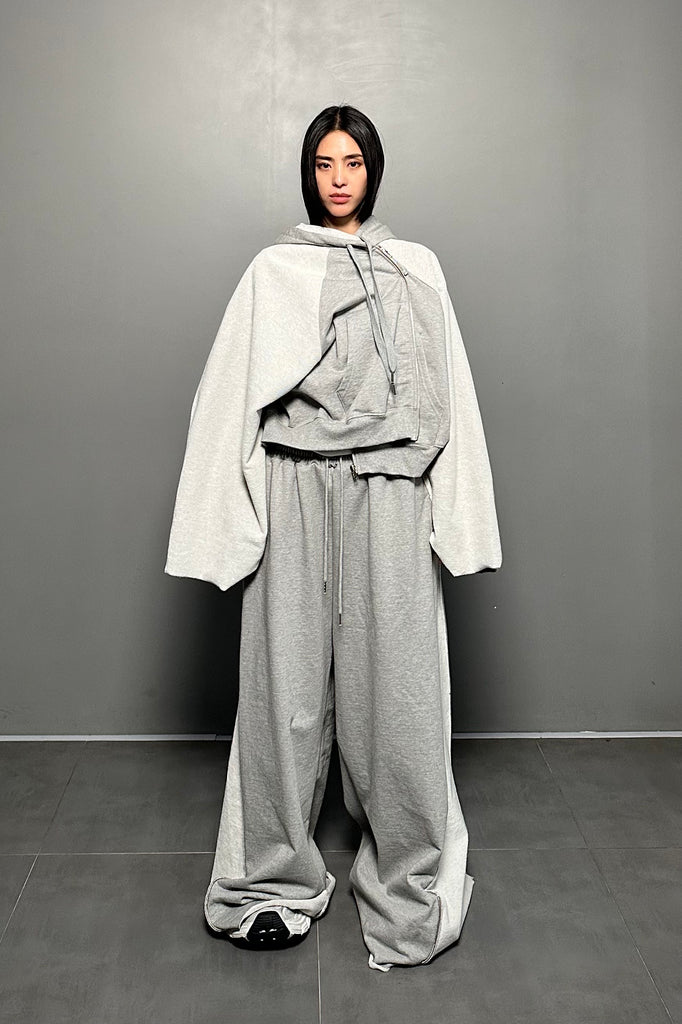 FW24 UNISEX AMU OVERSIZED ZIP SWEATPANTS #GRAY