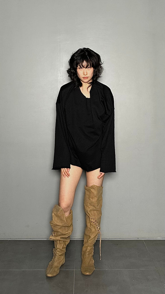 FW25 AMU Unisex. Textured Round-neck Tee (Reversible) #MELANGE