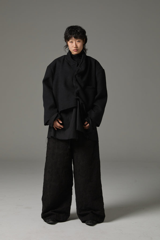 FW25 AMU UNISEX. Washed Oversized Wool Blazer #BLACK