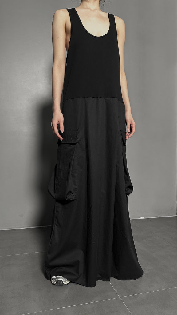 SS25 AMU Oversized Pocket Dress #BLACK