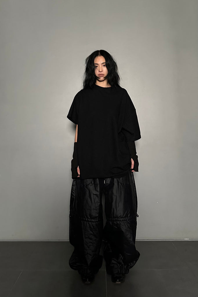 FW24 UNISEX AMU OVERSIZED PADDED TROUSERS #BLACK