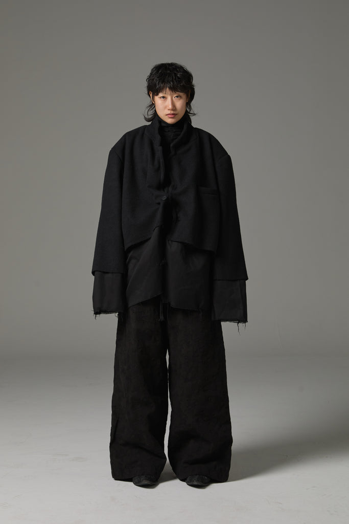 FW25 AMU UNISEX. Washed Oversized Wool Blazer #BLACK