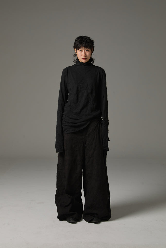 FW25 AMU UNISEX. Wrinkled Long Turtleneck Top #WHITE