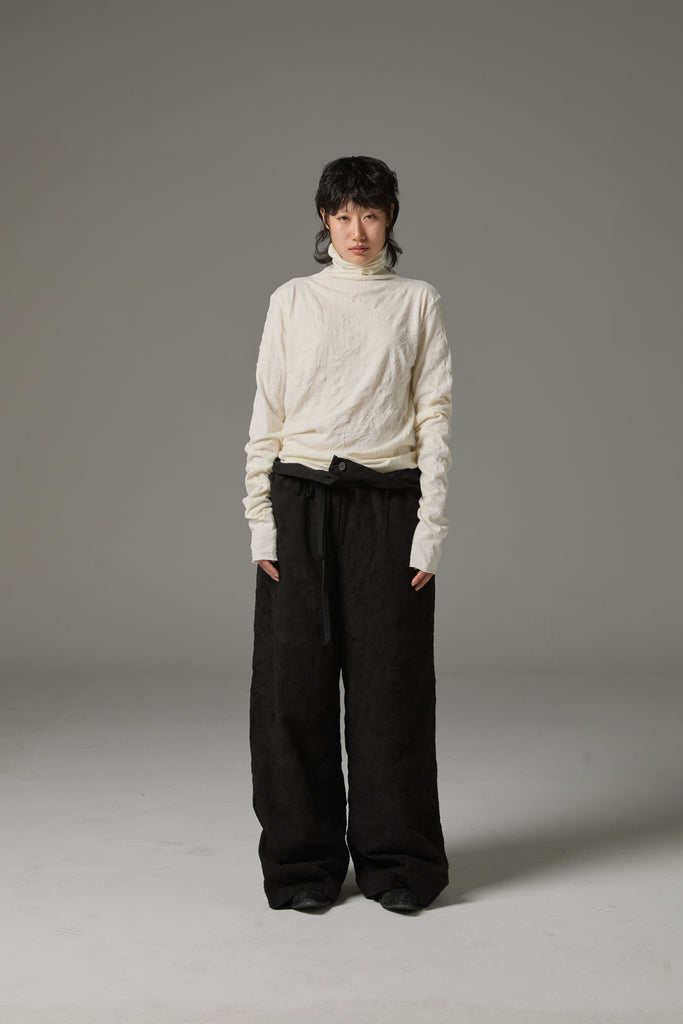 FW25 AMU UNISEX. Wrinkled Long Turtleneck Top #WHITE