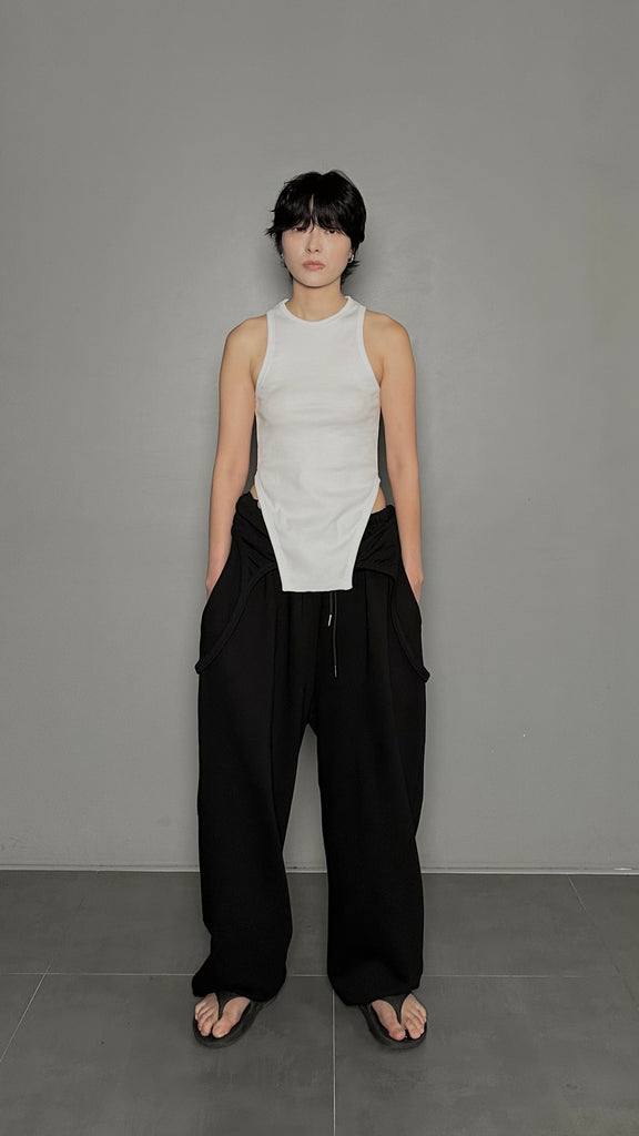 SS25 AMU Curved Sleeveless Top #WHITE