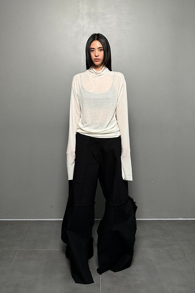 FW24 UNISEX AMU CUT-OUT TROUSERS #BLACK