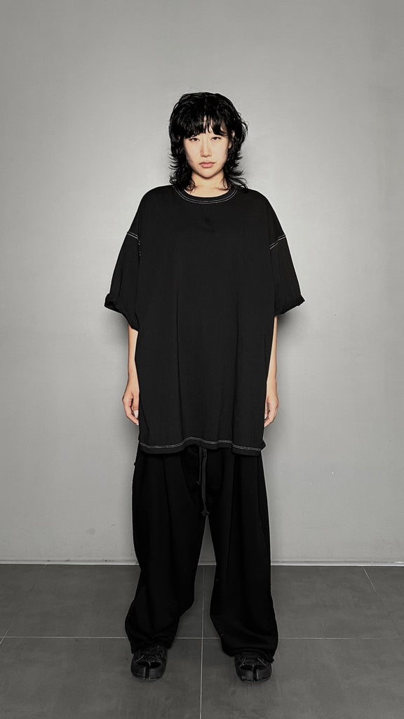 SS25 AMU Unisex. Mega Oversized Cut-Out Sweatpants #BLACK