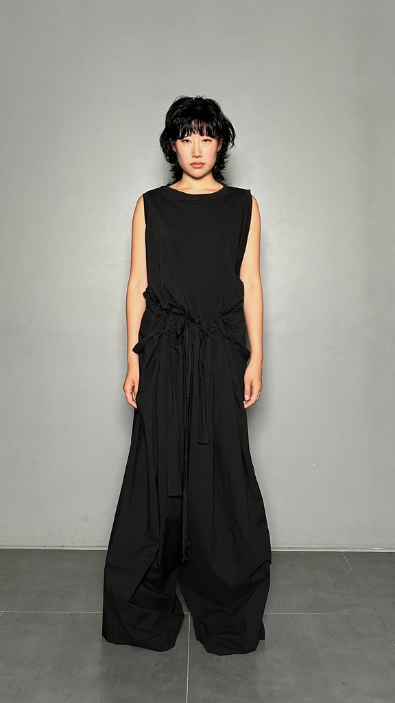 SS25 AMU Unisex. Light & Airy Oversized Trousers #BLACK