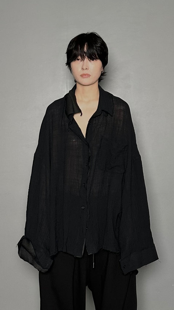 SS25 AMU Unisex Split Layered Shirt #WHITE