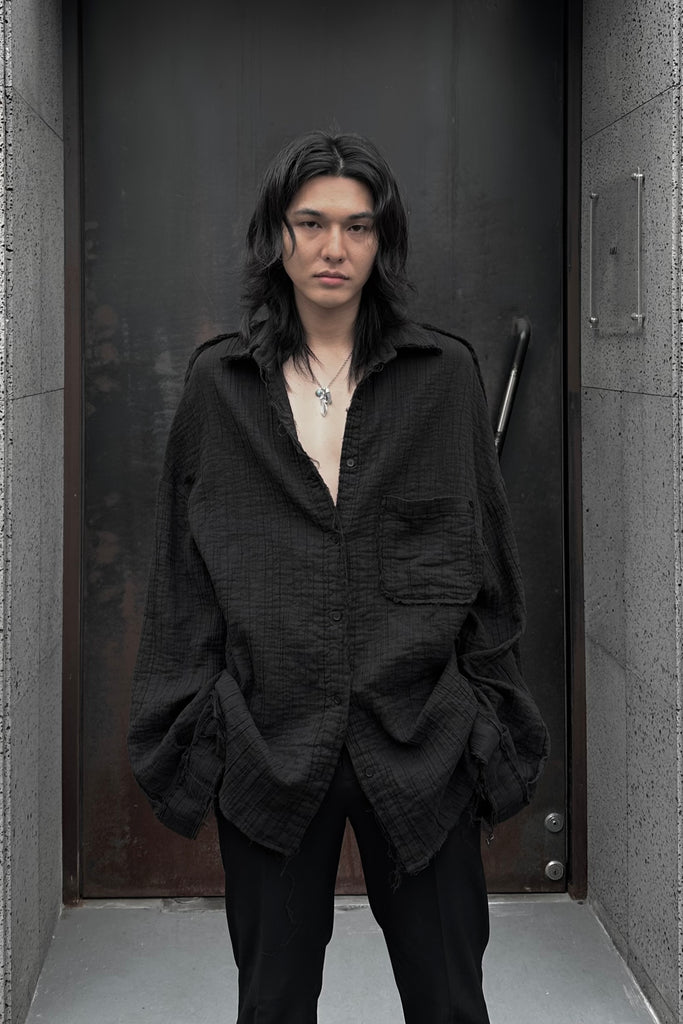 FW25 AMU UNISEX. Washed Oversized Shirt #BLACK