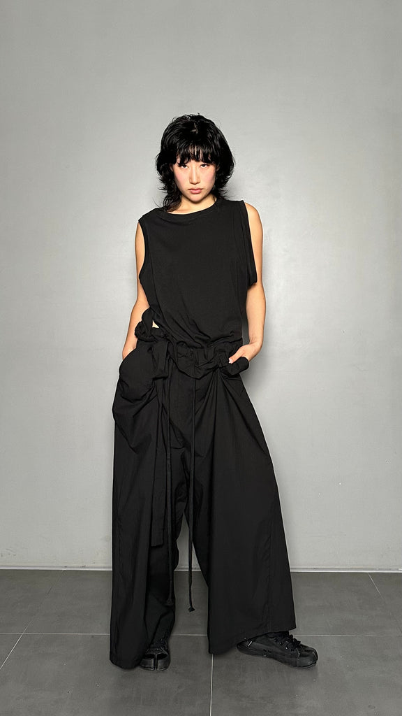 SS25 AMU Unisex. Light & Airy Oversized Trousers #BLACK