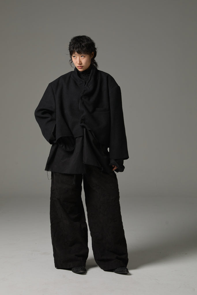 FW25 AMU UNISEX. Washed Oversized Wool Blazer #BLACK