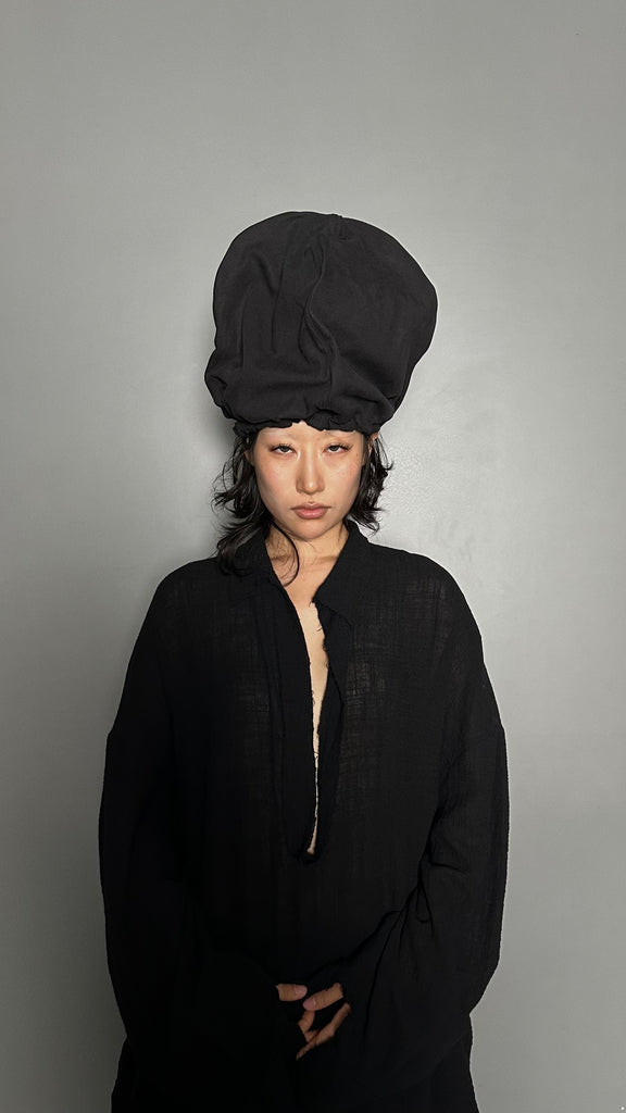 SS25 AMU Unisex. Wire Oversized Stopper Hat #BLACK