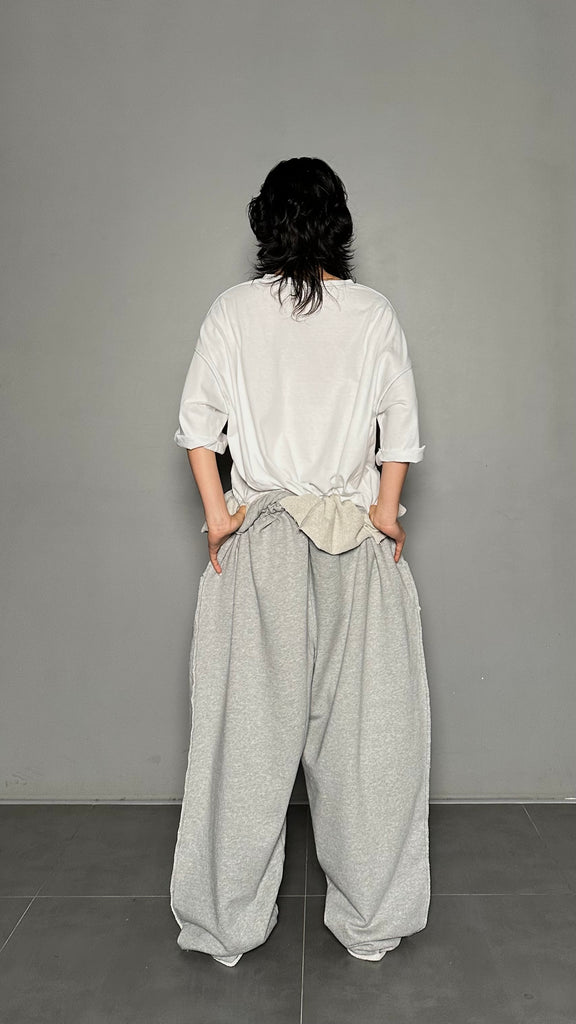 SS25 AMU Unisex. Mega Oversized Cut-Out Sweatpants #GRAY