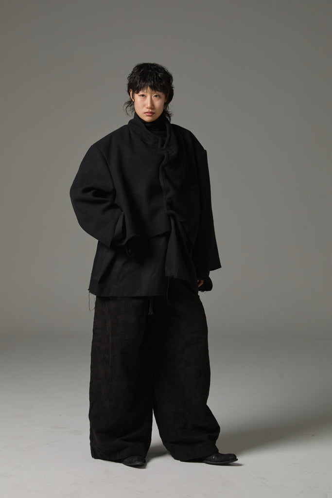 FW25 AMU UNISEX. Washed Oversized Wool Blazer #BLACK