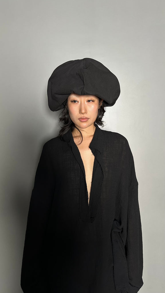 SS25 AMU Unisex. Wire Oversized Stopper Hat #BLACK