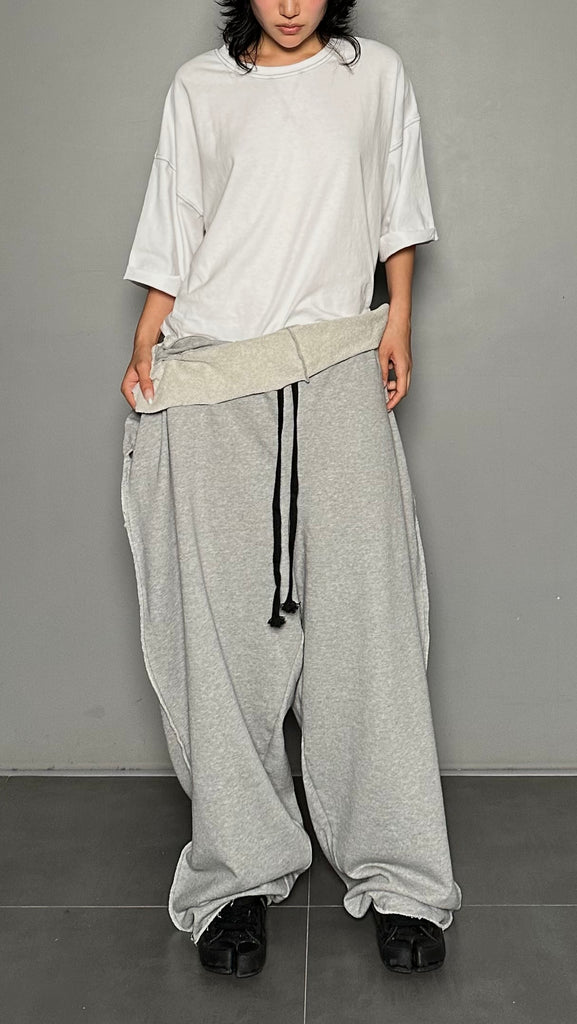 SS25 AMU Unisex. Mega Oversized Cut-Out Sweatpants #GRAY