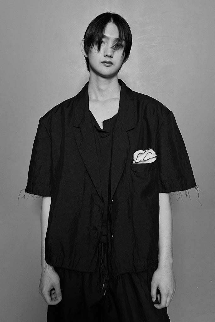 SS25 AMU Unisex Overisized Linen Blazer #BLACK