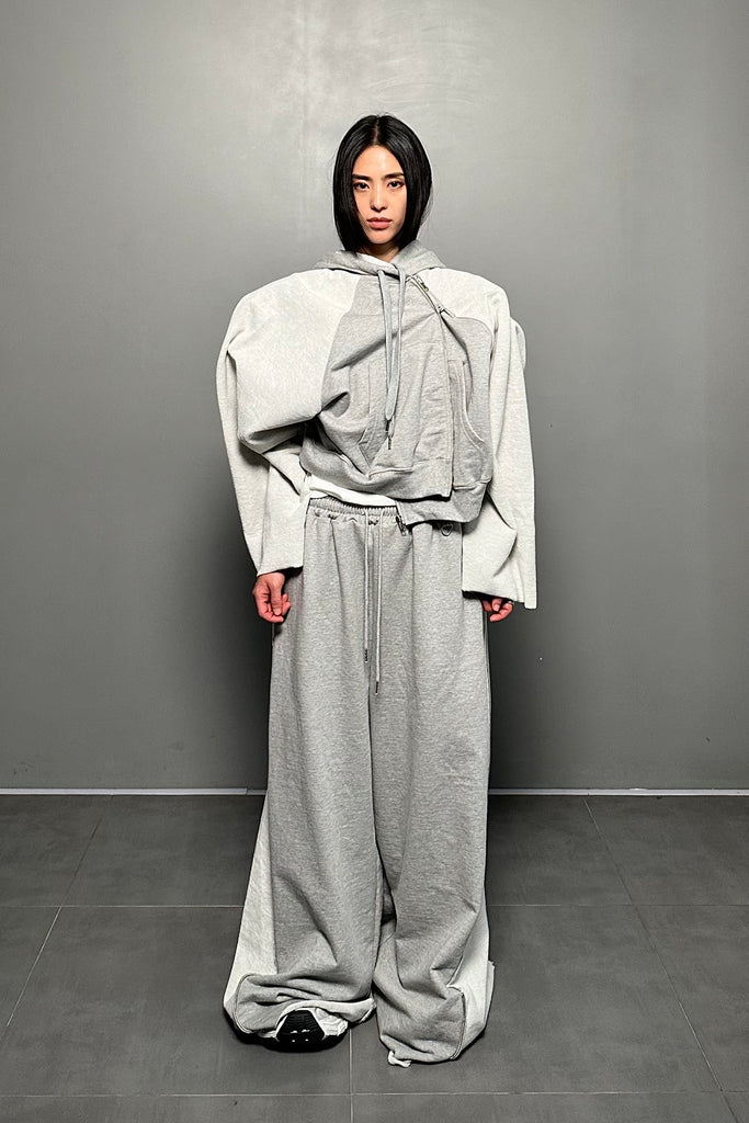 FW24 UNISEX AMU OVERSIZED ZIP SWEATPANTS #GRAY