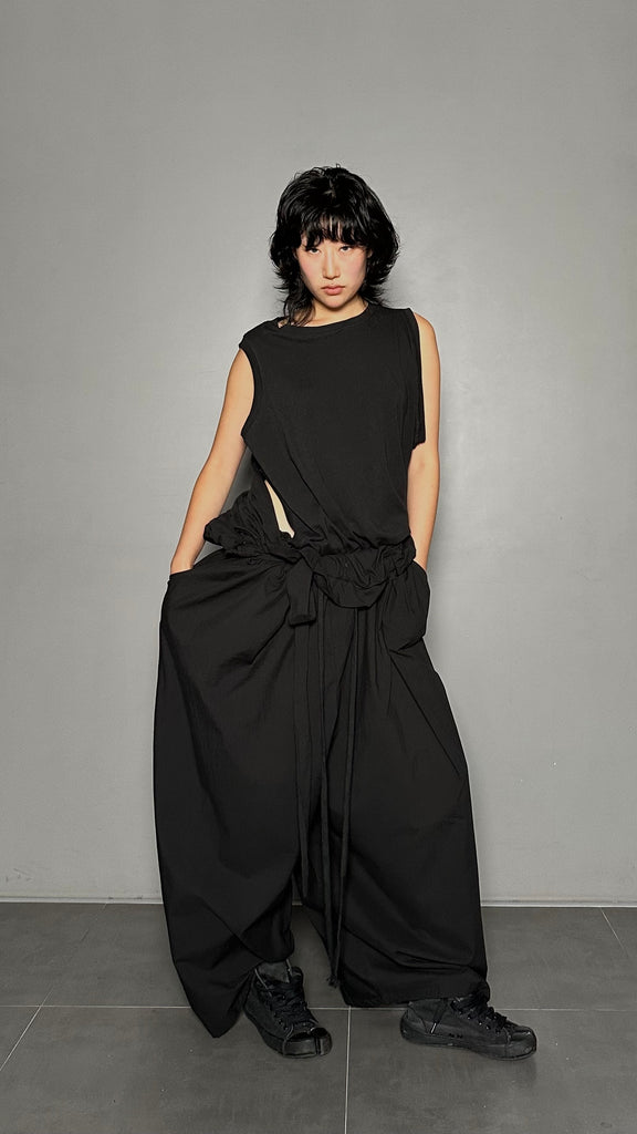 SS25 AMU Unisex. Light & Airy Oversized Trousers #BLACK