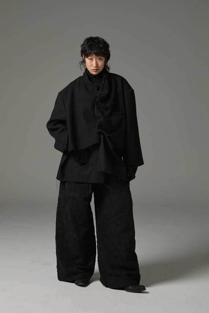 FW25 AMU UNISEX. Washed Oversized Wool Blazer #BLACK