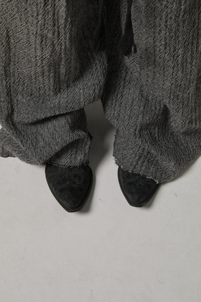 FW25 AMU UNISEX. Washed Oversized Herringbone Wool Pants #BLACK