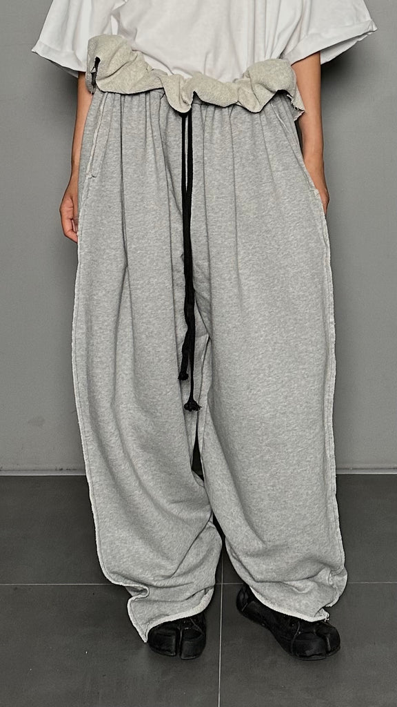SS25 AMU Unisex. Mega Oversized Cut-Out Sweatpants #GRAY