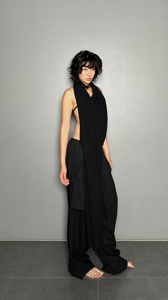 SS25 AMU Unisex. Versatile Scarf-Tie Top #BLACK