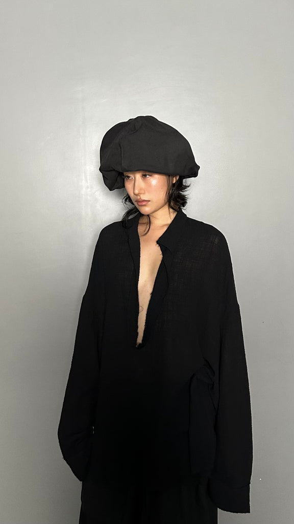 SS25 AMU Unisex. Wire Oversized Stopper Hat #BLACK