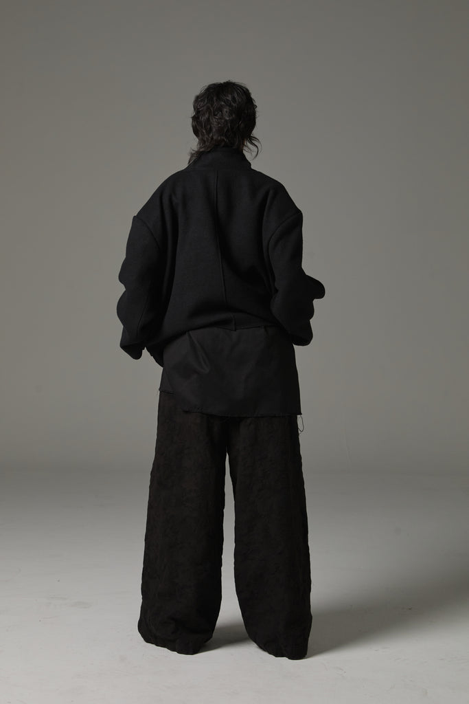 FW25 AMU UNISEX. Washed Oversized Wool Blazer #BLACK