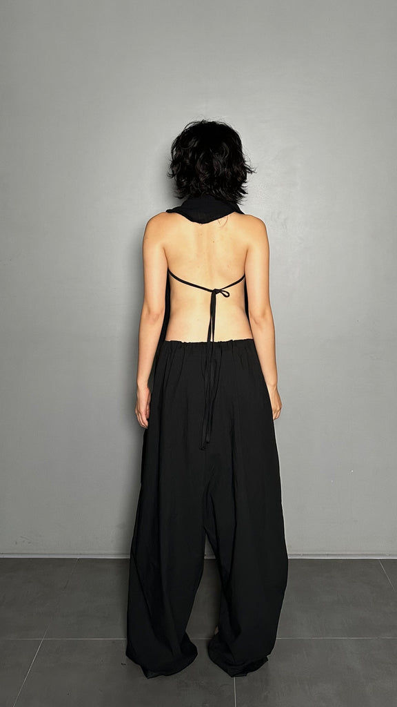 SS25 AMU Unisex. Versatile Scarf-Tie Top #BLACK