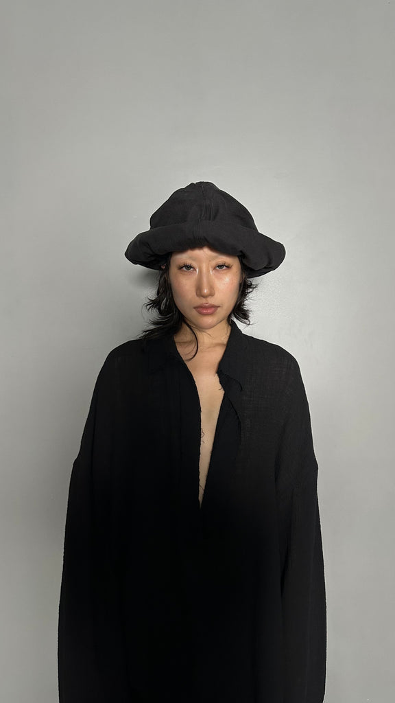 SS25 AMU Unisex. Wire Oversized Stopper Hat #BLACK
