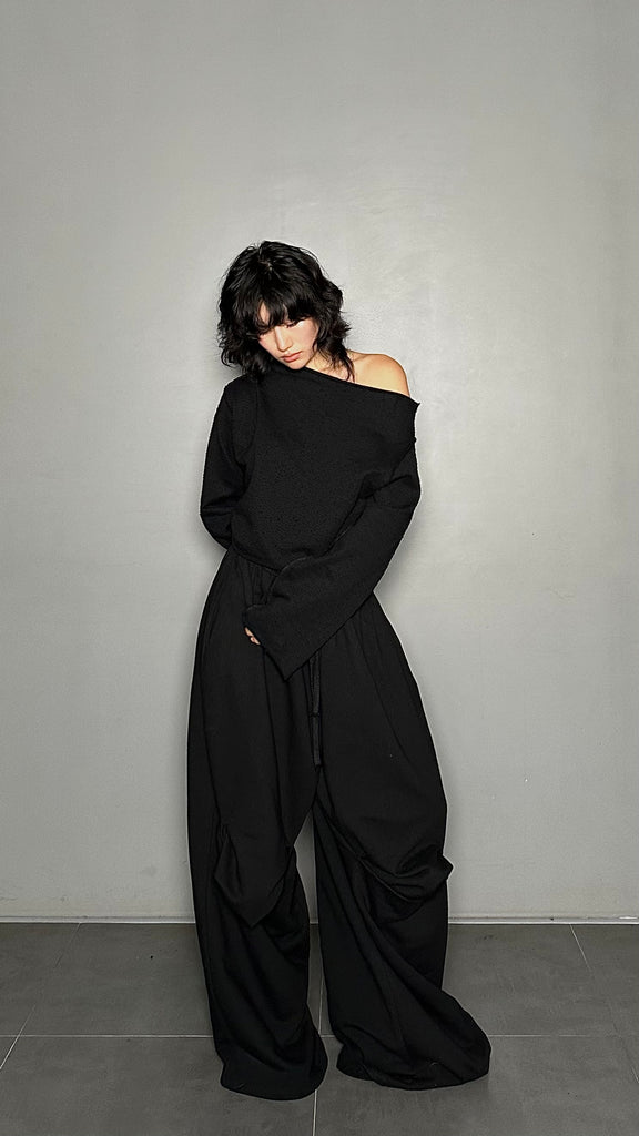 FW25 AMU Unisex. Oversized Pocket Sweatpants #BLACK