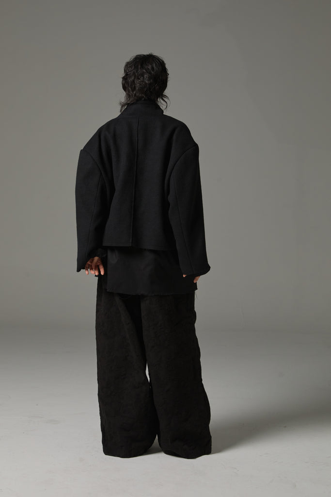 FW25 AMU UNISEX. Washed Oversized Wool Blazer #BLACK