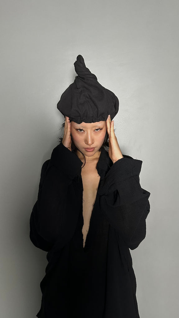 SS25 AMU Unisex. Wire Oversized Stopper Hat #BLACK