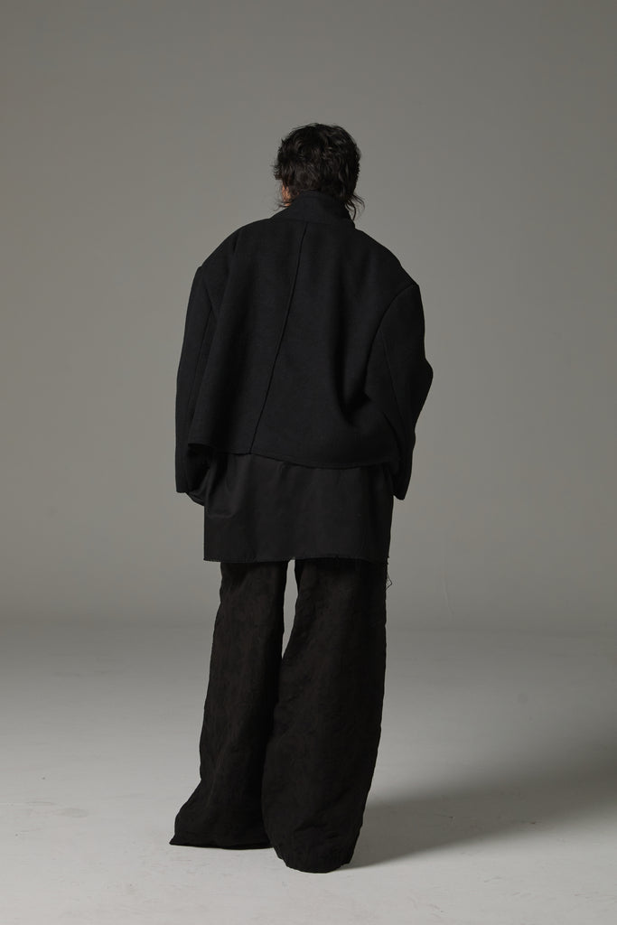FW25 AMU UNISEX. Washed Oversized Wool Blazer #BLACK