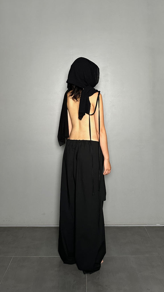SS25 AMU Unisex. Versatile Scarf-Tie Top #BLACK