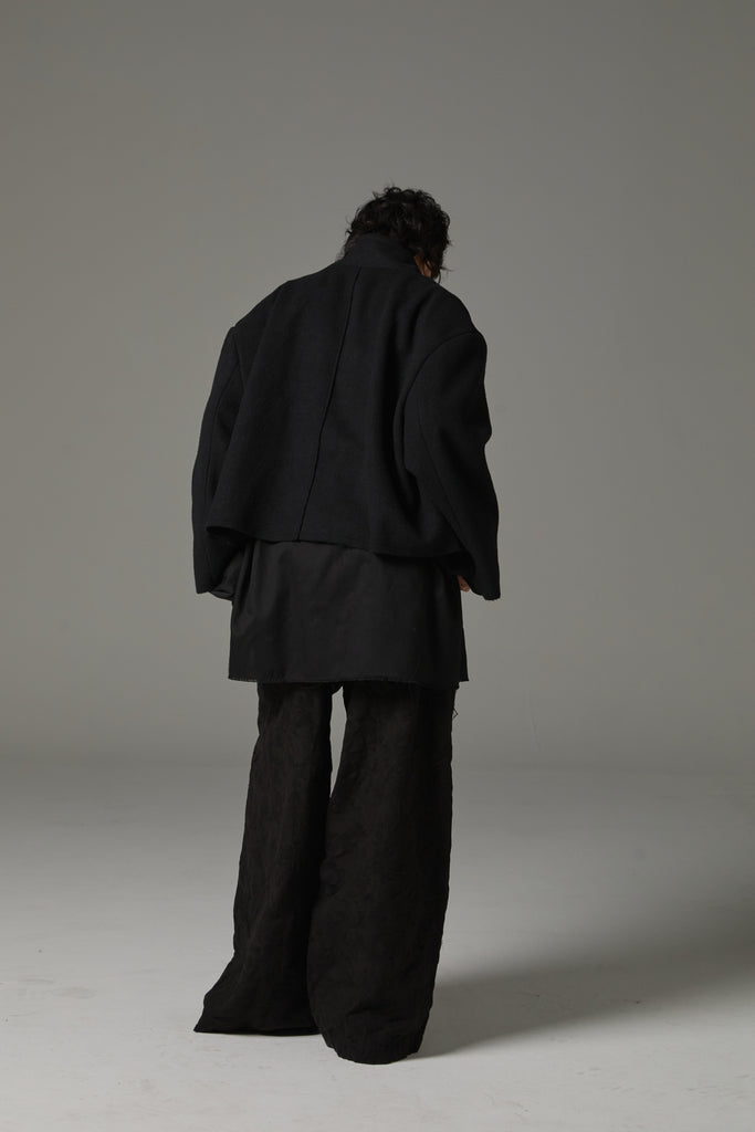 FW25 AMU UNISEX. Washed Oversized Wool Blazer #BLACK