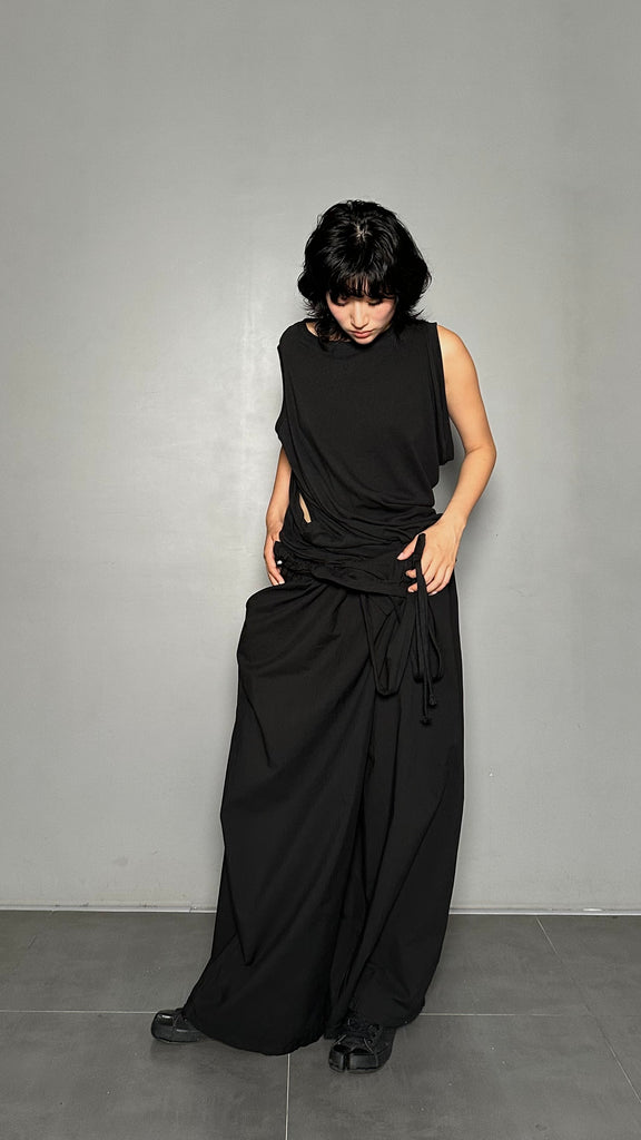 SS25 AMU Unisex. Light & Airy Oversized Trousers #BLACK