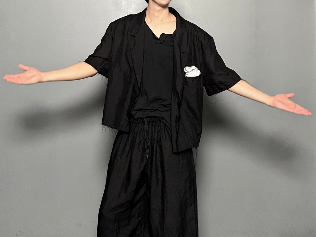 SS25 AMU Unisex Overisized Linen Blazer #BLACK